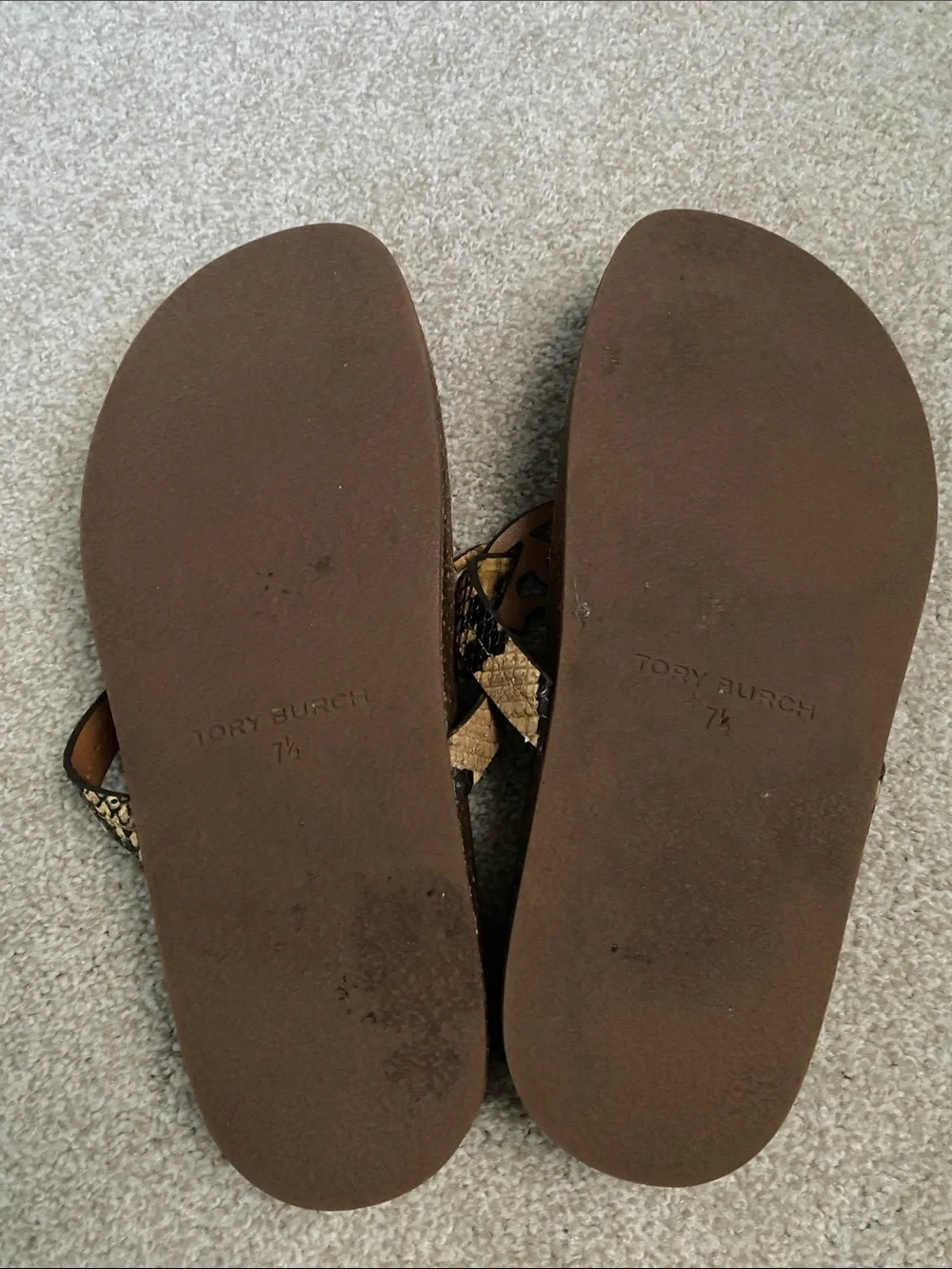 Tory Burch Brown Snake-Print Miller Sandals